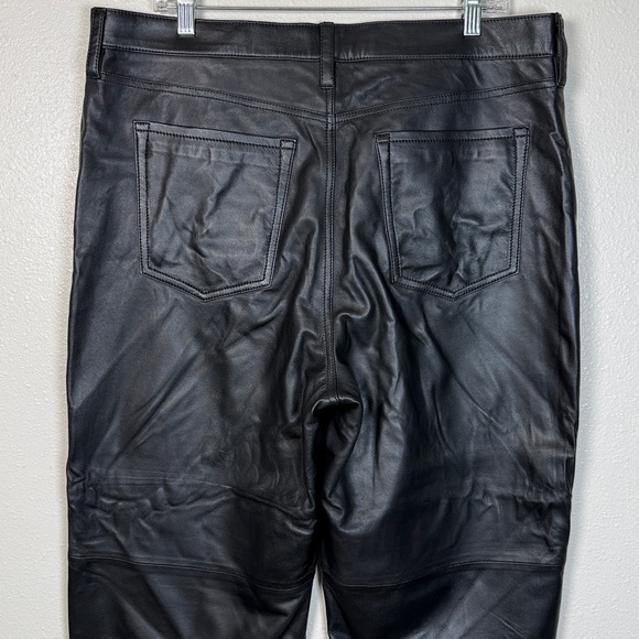 BananaRepublic Lamb Leather High Rise Straight Pant Black Actual 36” 33x25 Short - Picture 16 of 17
